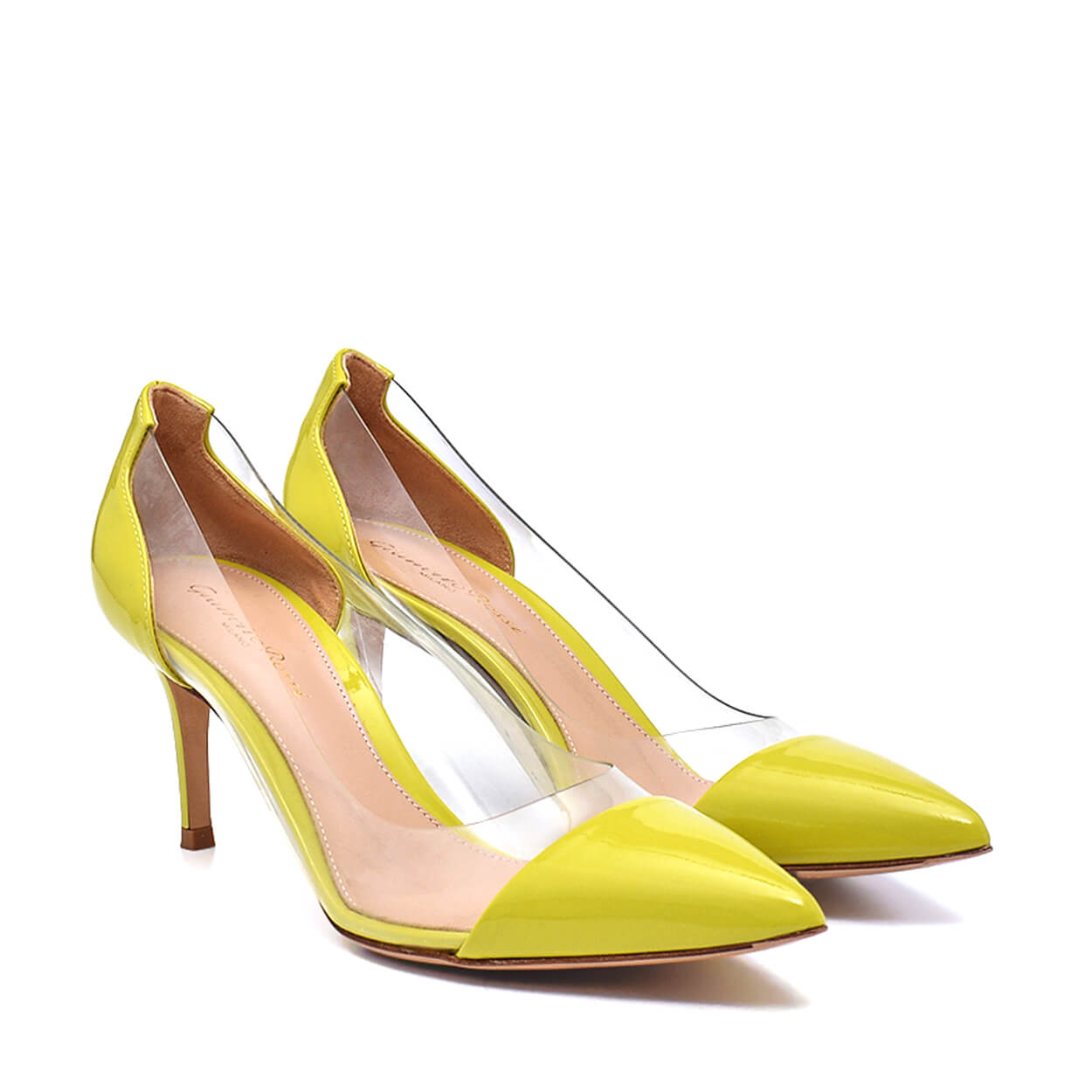 Gianvito Rossi - Lime Plexi Leather and Pvc Pumps 38